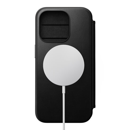 Nomad leren MagSafe Folio iPhone 15 Pro hoesje zwart