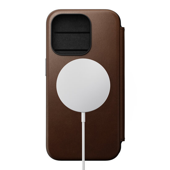 Nomad leren MagSafe Folio iPhone 15 Pro hoesje bruin