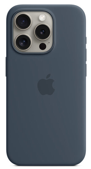 Apple MagSafe siliconen iPhone 15 Pro hoesje storm blauw