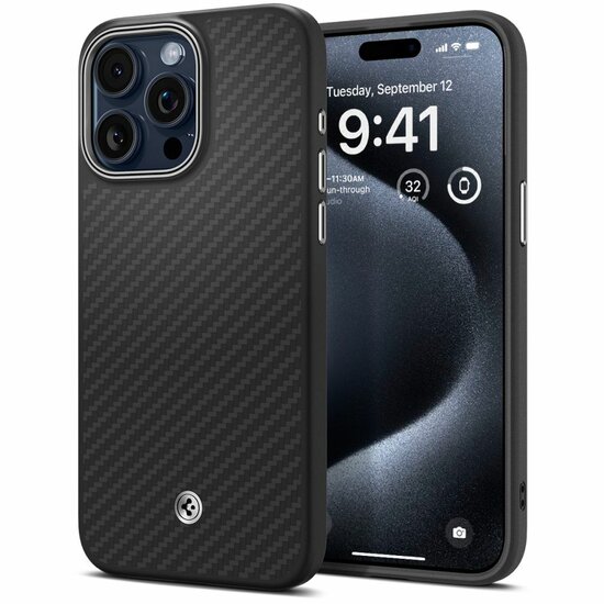 Spigen Enzo Aramid iPhone 15 Pro hoesje zwart