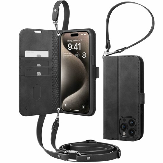 Spigen Wallet S Pro iPhone 15 Pro&nbsp;Max wallet hoesje zwart