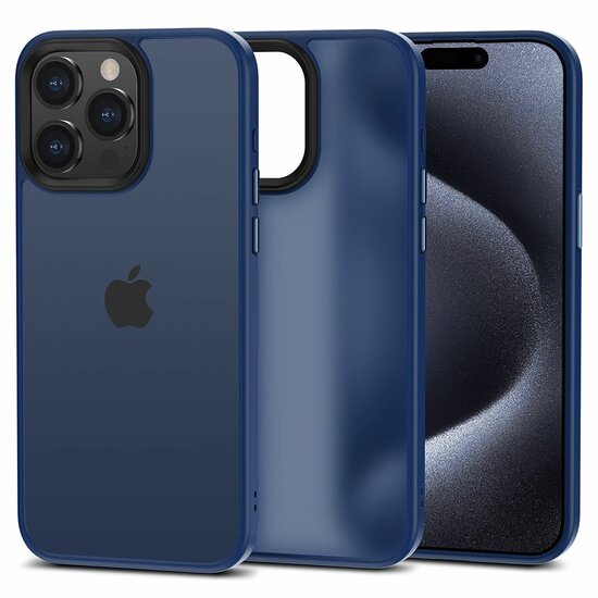 Tech Protection Hybrid iPhone 15 Pro hoesje mat navy