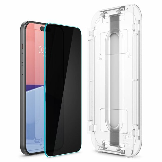 Spigen GlastR EZ Fit Privacy iPhone 15 Pro Max glazen screenprotector 2 pack