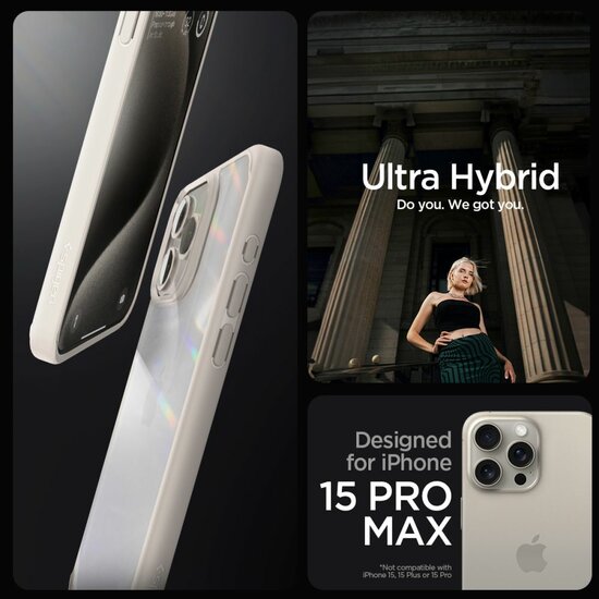 Spigen Ultra Hybrid iPhone 15 Pro Max hoesje titanium