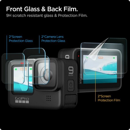 Spigen GlastR GoPro Hero 9 / 10 / 11/ 12 screenprotector set