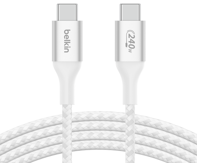 Belkin Braided 240 watt USB-C kabel 1 meter wit