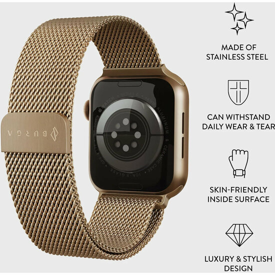 Burga Metal Mesh Apple Watch 41 / 40 mm bandje goud