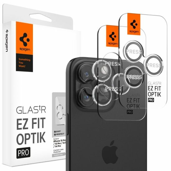 Spigen Optik EZ Fit iPhone 15 Pro / iPhone 15 Pro Max camera beschermer 2 pack transparant