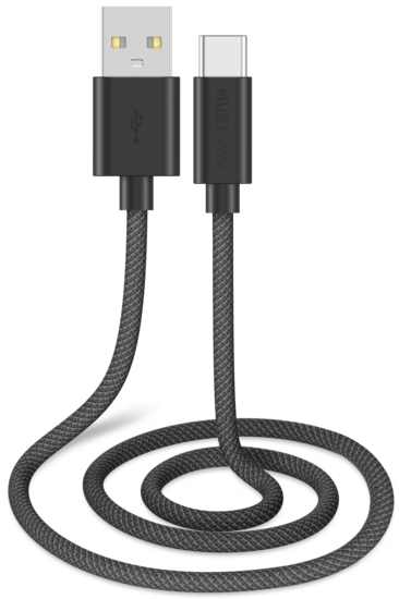 Musthavz braided USB-A naar USB-C kabel 0,5 meter zwart