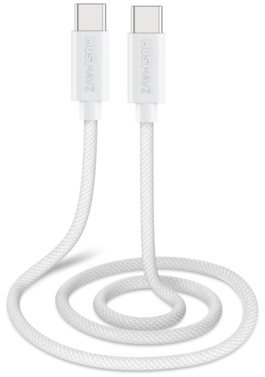 Musthavz braided USB-C naar USB-C kabel 0,5 meter wit