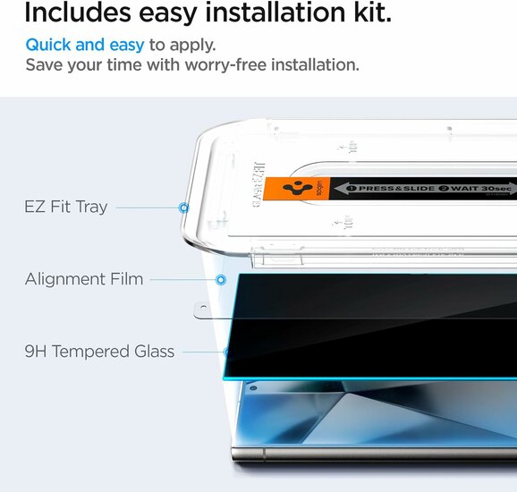 Spigen GlastR EZ Fit Privacy Galaxy S24 Ultra glazen screenprotector 2 pack