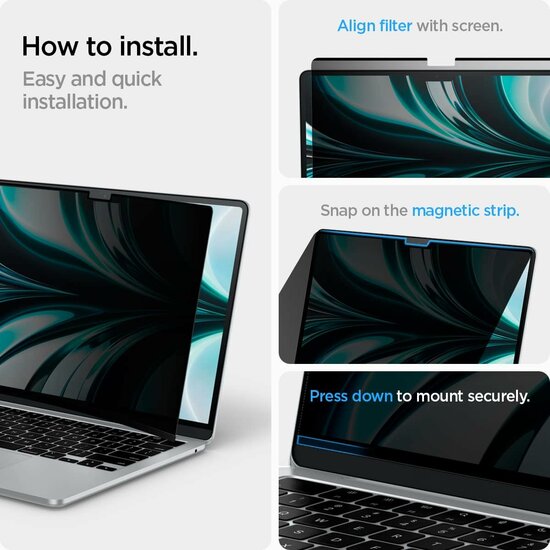 Spigen Privacy Glass MacBook Air 13,6 inch glazen screenprotector