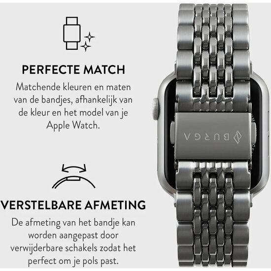 Burga Chic Royal Apple Watch 45 / 44 mm band zilver