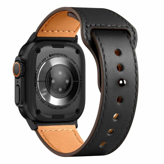 TechProtection leren Apple Watch 49 / 45 / 44 mm bandje zwart