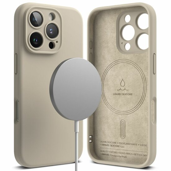 Ringke Silicone MagSafe iPhone 16 Pro Max hoesje stone