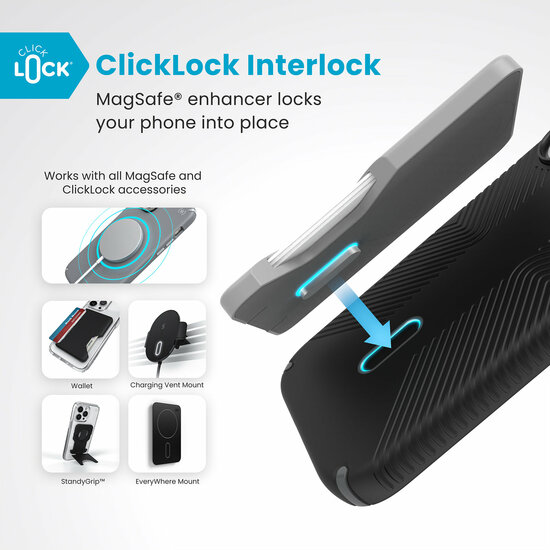 Speck Presidio 2 Grip Clicklock iPhone 16 hoesje zwart