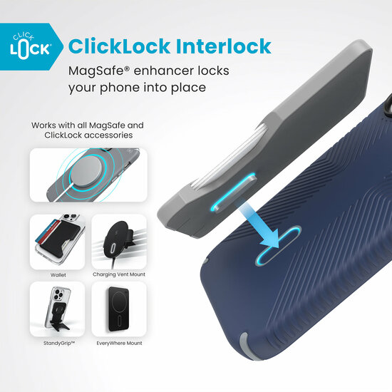 Speck Presidio 2 Grip Clicklock iPhone 16 hoesje blauw