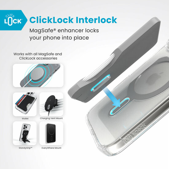 Speck Presidio Perfect Clear Clicklock iPhone 16 Pro hoesje transparant