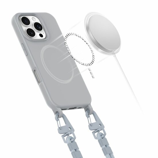 TechProtection iPhone 16 Pro hoesje met koord grijs