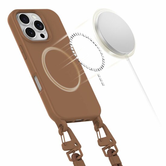 TechProtection iPhone 16 Pro hoesje met koord bruin