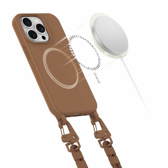 Tech Protection MagSafe iPhone 14 Pro hoesje met koord bruin