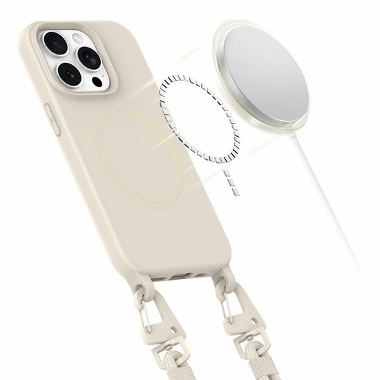 Tech Protection MagSafe iPhone 14 Pro hoesje met koord beige