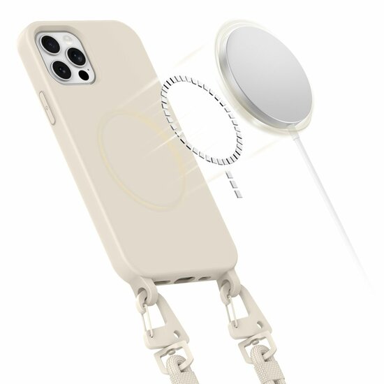 Tech Protection MagSafe iPhone 12 Pro hoesje met koord beige