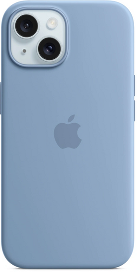 Apple MagSafe siliconen iPhone 15 hoesje blauw