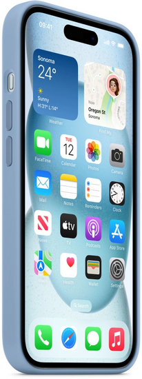 Apple MagSafe siliconen iPhone 15 hoesje blauw
