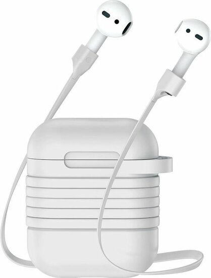 Baseus Silicone AirPods hoesje + strap Grijs