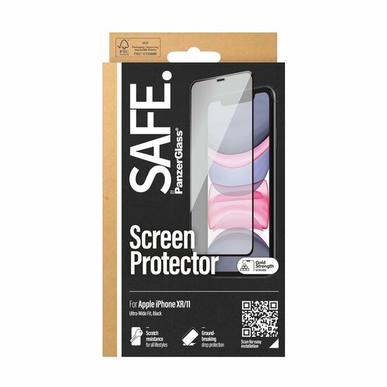 PanzerGlass SAFE iPhone 11 / XR glazen screenprotector