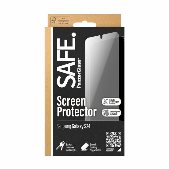 PanzerGlass SAFE Samsung Galaxy S24 Ultra Wide Fit glazen screenprotector met applicator