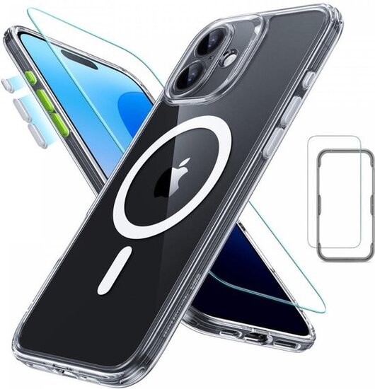 ESR Classic Hybrid Pro iPhone 16 hoesje &amp; screenprotector transparant