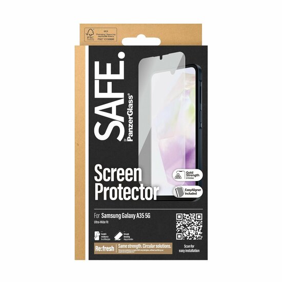 PanzerGlass SAFE Samsung Galaxy A35 5G Ultra Wide Fit glazen screenprotector met applicator