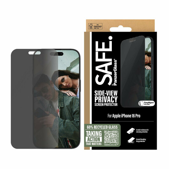 PanzerGlass SAFE iPhone 16 Pro Ultra Wide Fit Privacy glazen screenprotector