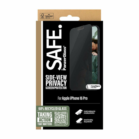 PanzerGlass SAFE iPhone 16 Pro Ultra Wide Fit Privacy glazen screenprotector