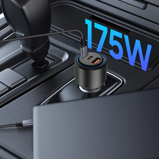 TechProtection CC09 3 poort USB-C en USB-A autolader 175 watt