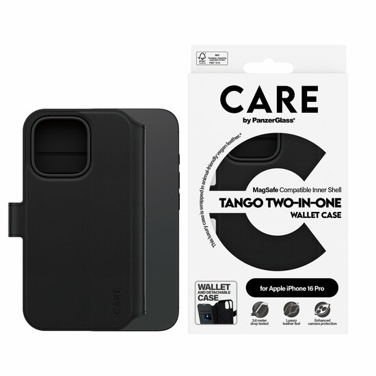 PanzerGlass CARE 2 in 1 Wallet iPhone 16 Pro hoesje zwart 