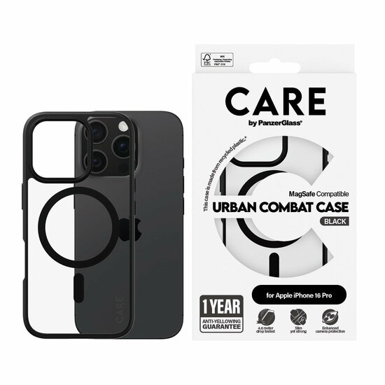 PanzerGlass CARE Urban Combat iPhone 16 Pro hoesje zwart 