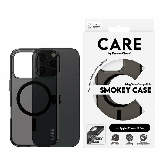 PanzerGlass CARE Urban Combat iPhone 16 Pro hoesje smokey zwart