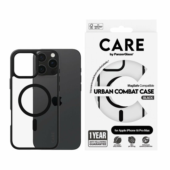PanzerGlass CARE Urban Combat iPhone 16 Pro Max hoesje zwart