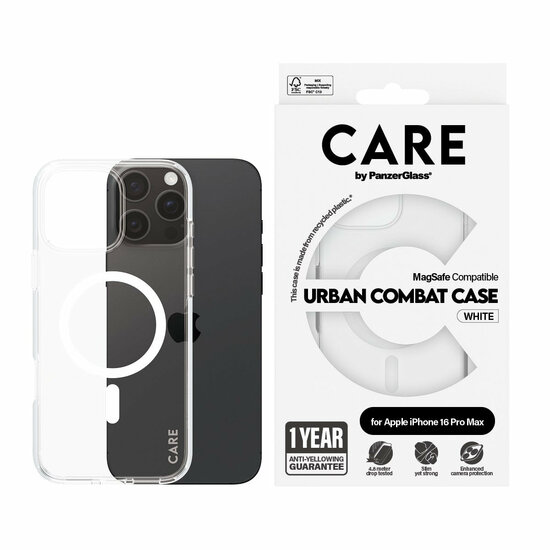 PanzerGlass CARE Urban Combat iPhone 16 Pro Max hoesje wit