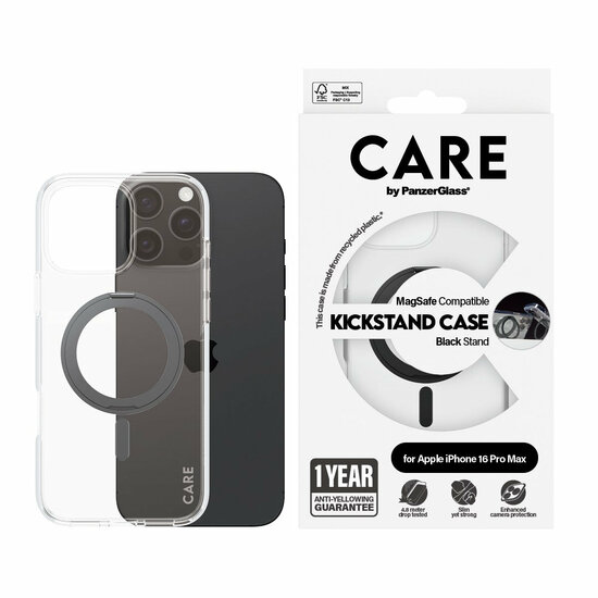 PanzerGlass CARE met kickstand iPhone 16 Pro Max hoesje zwart