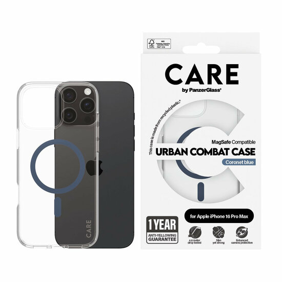 PanzerGlass CARE Urban Combat iPhone 16 Pro Max hoesje blauw