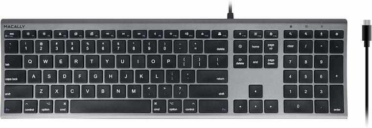 Macally UCACEKEY bedraad aluminium USB-C toetsenbord grijs