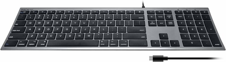 Macally UCACEKEY bedraad aluminium USB-C toetsenbord grijs
