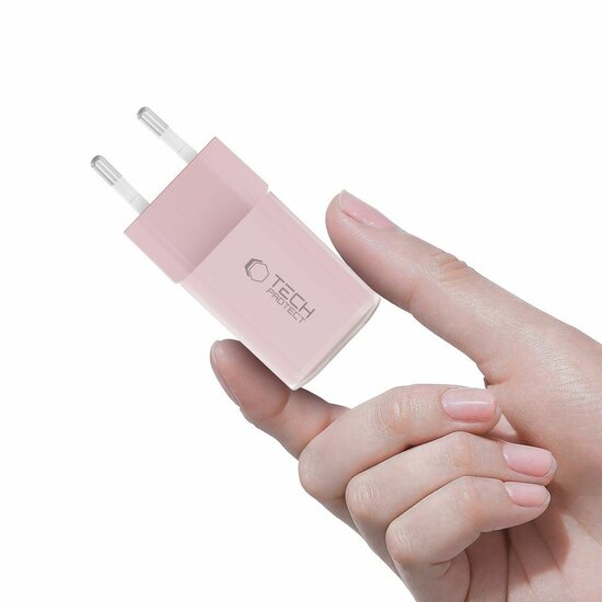 TechProtection 33 watt USB-C en USB-A oplader roze