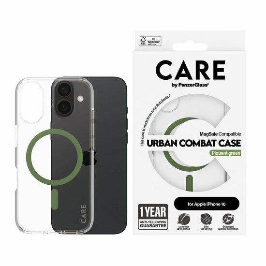 PanzerGlass CARE Urban Combat iPhone 16 hoesje groen