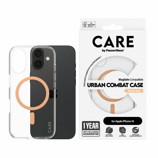 PanzerGlass CARE Urban Combat iPhone 16 hoesje oranje