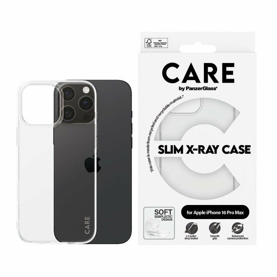 PanzerGlass CARE X-Ray flexibel iPhone 16 Pro Max hoesje doorzichtig